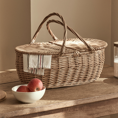 收纳篮柳编藤编织手提野餐篮子采摘水果蔬菜篮收纳筐购物篮竹篮