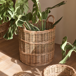 藤编花盆室内竹编阳台客厅大型植物手工编织花篮落地花架装饰套盆