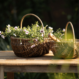 手工编织柳编草编藤编花盆花篮多肉花盆绿萝竹编田园装 饰花器篮子