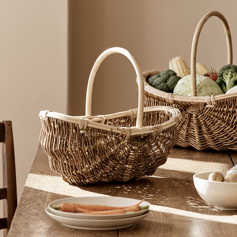 柳编蔬菜筐藤编筐柳编面包篮子家用厨房杂物编织收纳筐水果提篮