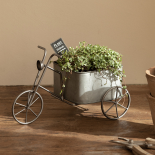 复古做旧铁艺小推车铁皮花盆花桶花器多肉植物花园阳台杂货装 饰品