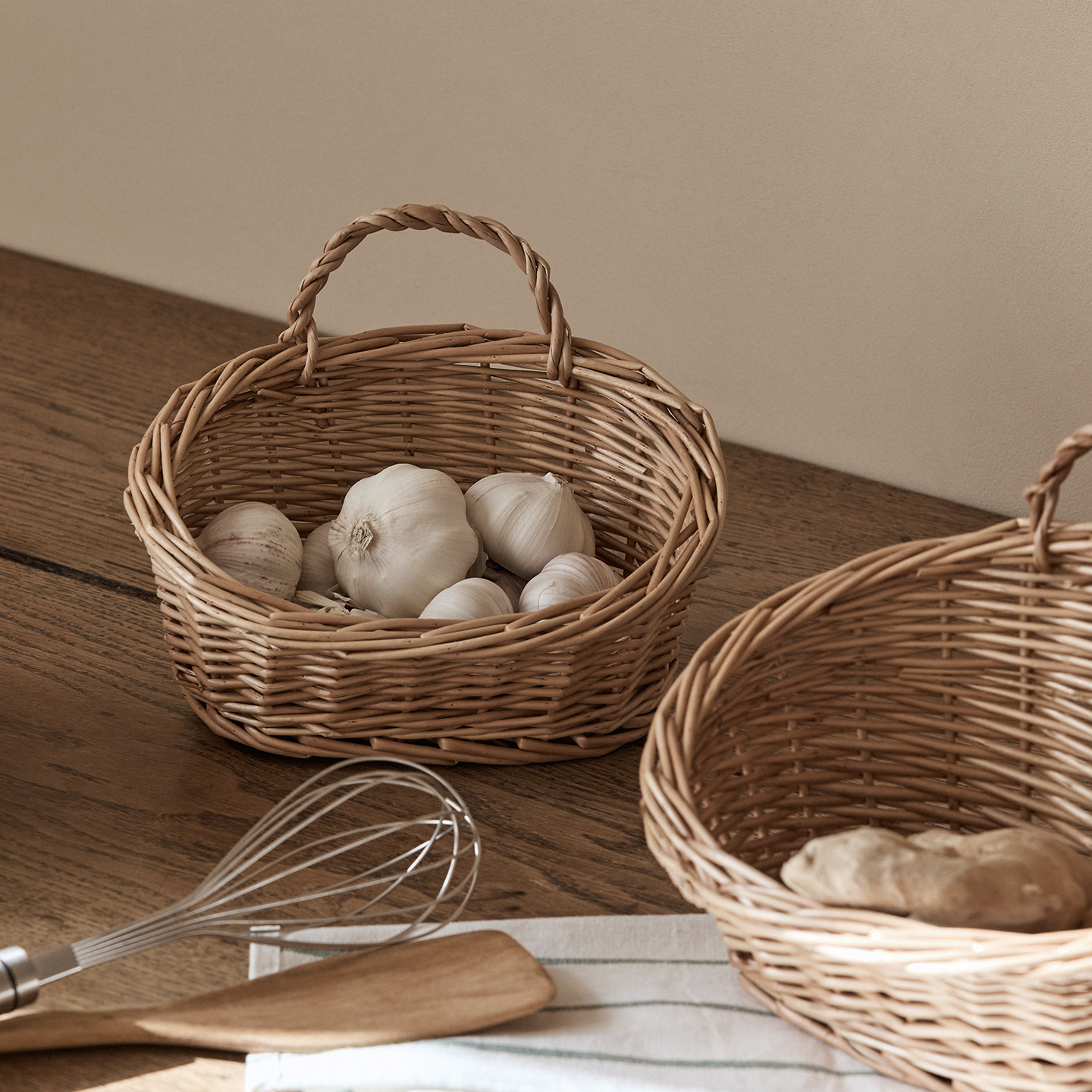 柳编姜蒜收纳筐藤编厨房壁挂篮