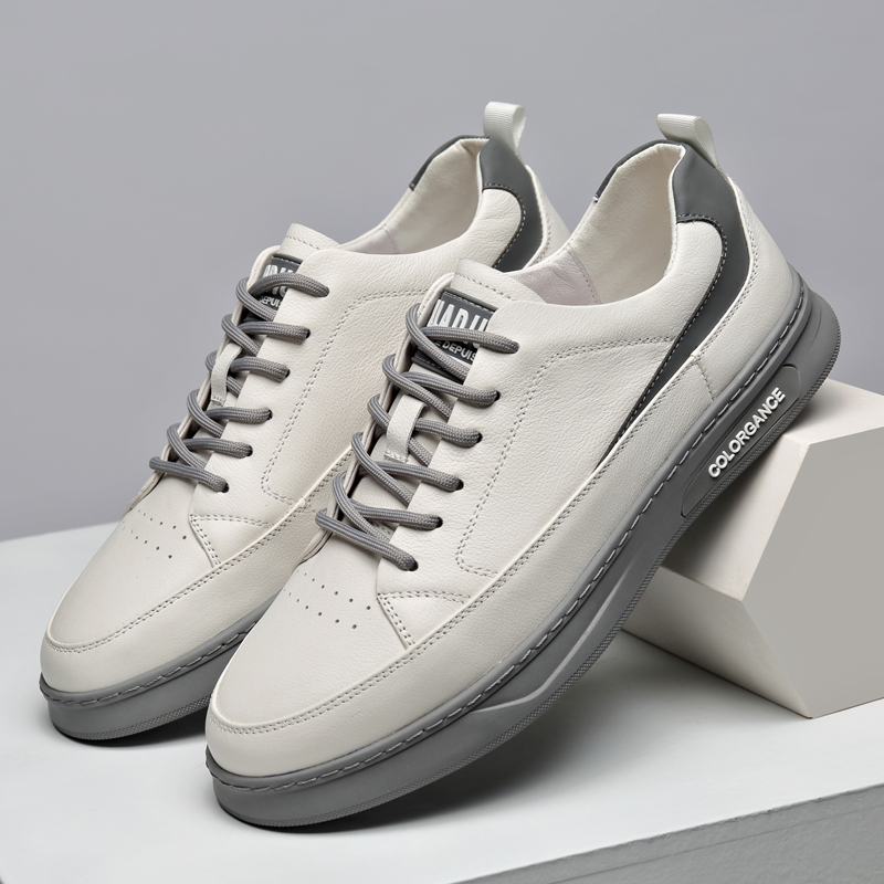 夏季男士运动风真皮透气休闲鞋