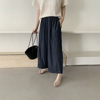 韓版高腰直筒闊腿九分休閑褲女