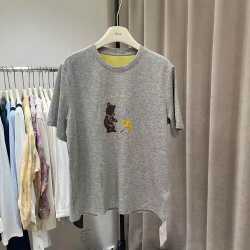 韩系卡通小熊印花休闲短袖T恤女