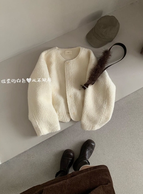 卡蔓诗qzx10582韩系圆领单排扣羊毛短外套女2025秋冬宽松百搭