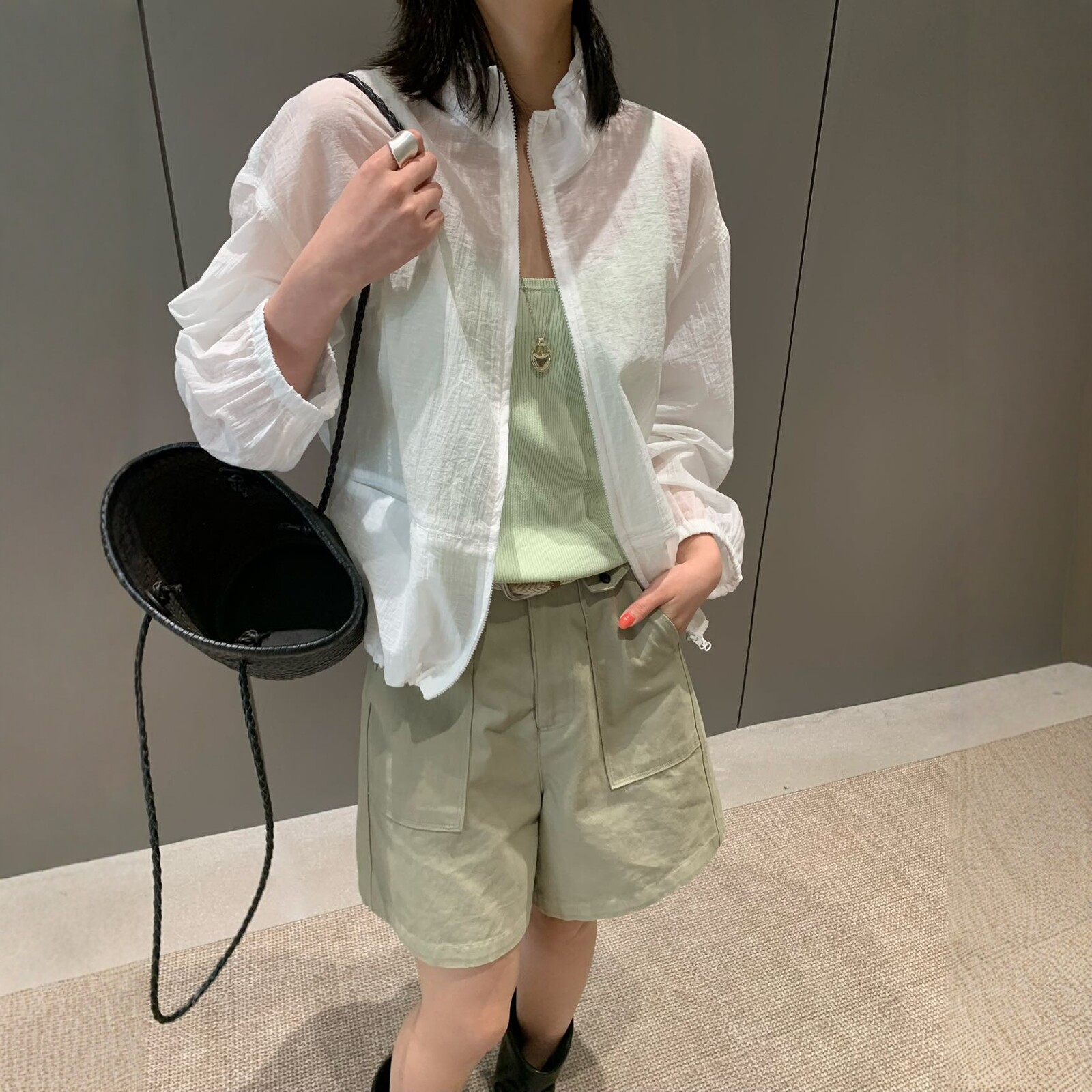 Enxi蒽茜20953韩系拉链立领薄款夹克短外套女2026夏百搭防晒上衣