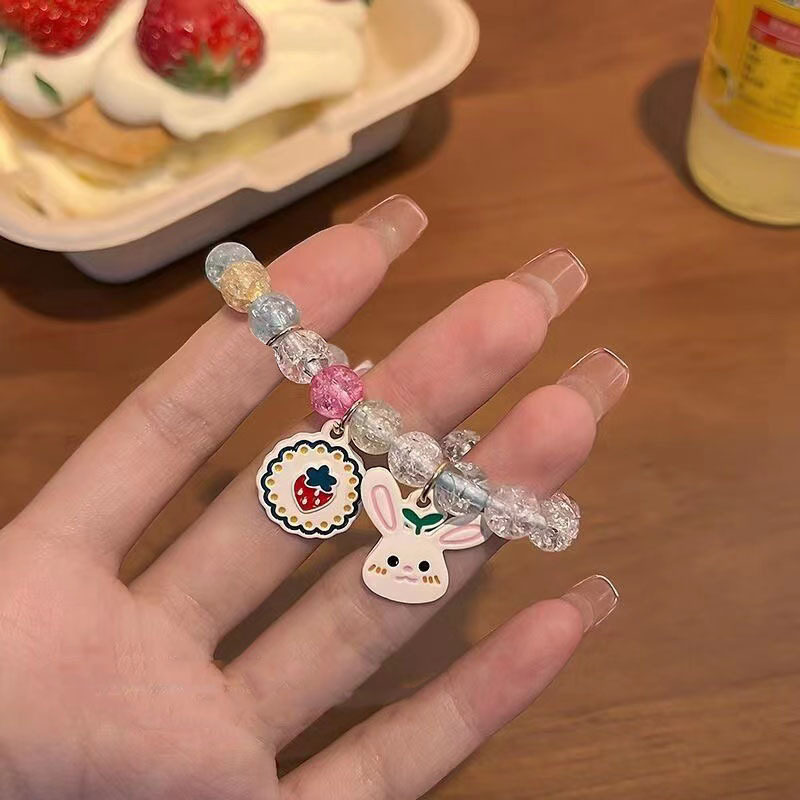 新款爆珠手串可爱卡通女学生闺蜜手串ins网红小熊小兔子合金手链