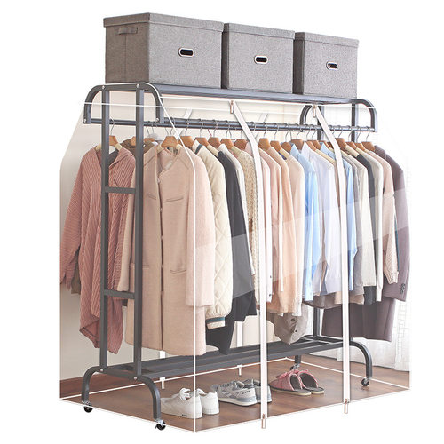 超宽双杆落地晾衣架防尘罩