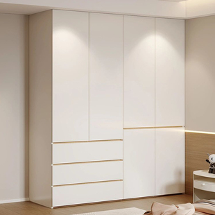 成都全屋定制奶油风简约衣柜家用卧室整体衣帽间梳妆柜客厅衣柜