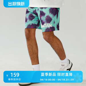 JUST VIBE美式网眼透气篮球四分裤男街头运动宽松休闲豹纹短裤潮