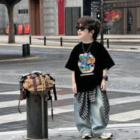 Boys' short-sleeved T-shirt, summer Zhongda children's clothing, casual printed Korean-style loose and versatile, pure cotton cool boys' top thumbnail 2
