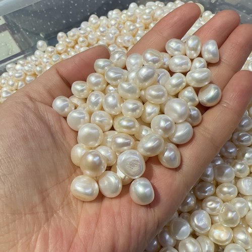 淡水珍珠9mm-10mm裸珠异形两面光巴洛克珍珠无孔散珠半成品