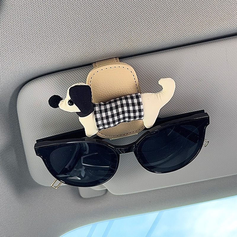 新款可爱车载眼镜夹可爱汽车遮阳板磁吸墨镜支架盒女车内装饰摆件