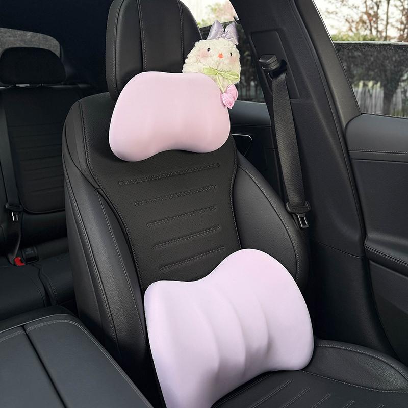 可爱兔子车内座椅枕头靠枕车用腰靠汽车头枕护颈枕记忆棉车载头枕