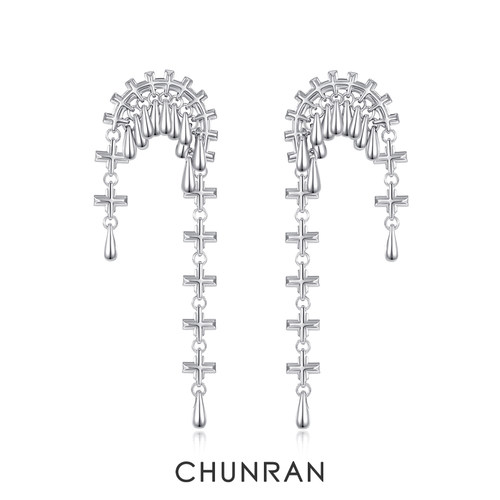 CHUNRAN新款个性弯月耳环