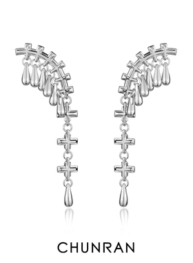 CHUNRAN原创设计新款疤痕系列耳环女款刻度流苏水滴耳饰