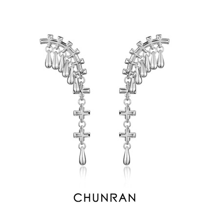 CHUNRAN原创设计新款疤痕系列耳环女款刻度流苏水滴耳饰