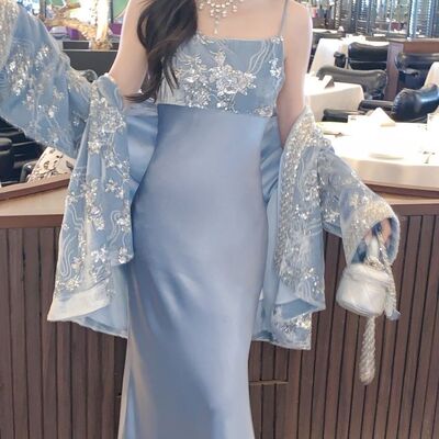 MOSS 梵月清梦/真丝新中式外套女春季新款时尚刺绣重工丝绒套装