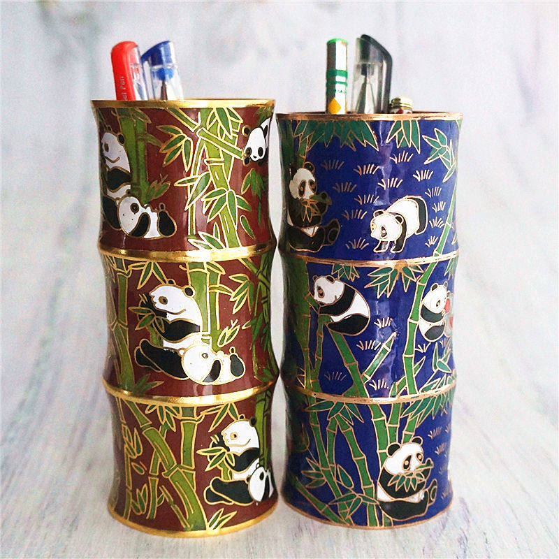 老货景泰蓝笔筒竹节厚胎铜胎掐丝珐琅笔筒摆件古朴饰物手工艺品,特色手工艺,景泰蓝,淘宝优惠券,粉丝福利购,淘宝优惠卷