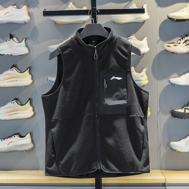 李宁摇粒绒马甲防风保暖