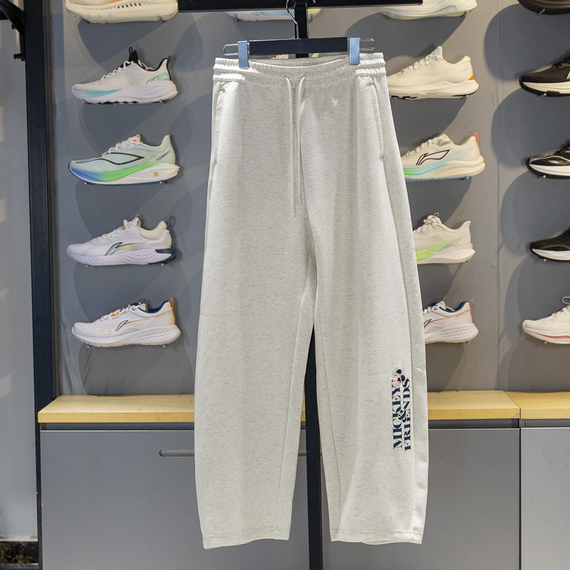 李宁女子卫裤2025秋季新品直筒吸汗舒适宽松休闲运动长裤AKLV350