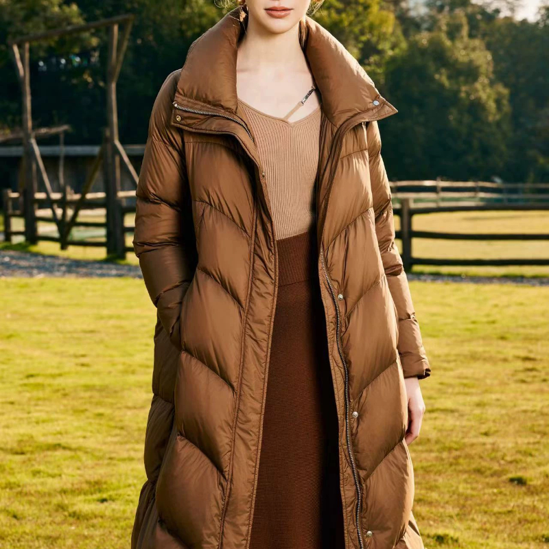 鹅绒冬季女士长款羽绒服外套