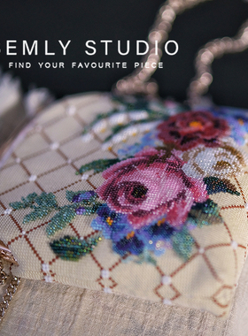 【SEMLY STUDIO 】[材料包]满珠绣花卉欧式刺绣diy手工链条包简单
