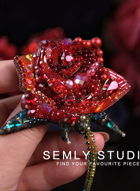 SEMLY材料包施华洛闪亮珠绣胸针