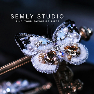 满珠绣蝴蝶胸针施华洛钻手工刺绣diy手 SEMLY STUDIO 材料包