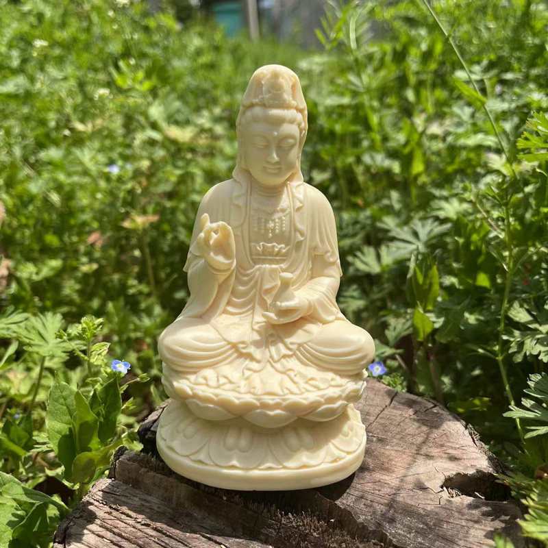 象牙果净瓶观音佛像供奉摆件观世音菩萨保平安汽车装饰家居工艺品