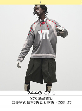 7440 37 1 「Hamin李河民同款」 777 双色穿绳拼接冰球服长袖T恤