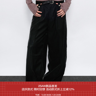 休闲皮裤 双膝后置宽松伐木口袋瓦格纳丝光皮工装 AW25 7440