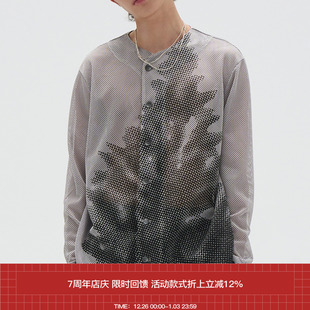 半调松树印花网眼棒球服开衫 7440 AW24