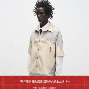 肌理面料拼接口袋拉链短袖 7440 SS24 衬衣