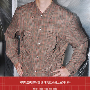 SS25 格纹褶皱四袋衬衣夹克 7440