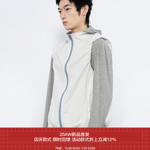 AW25 轻量格纹拼接通勤百搭立领休闲马甲 7440