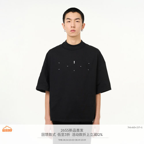 万花筒主题印花半高领短袖T恤