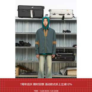 对称激光冲孔拉链衬衣夹克外套 7440