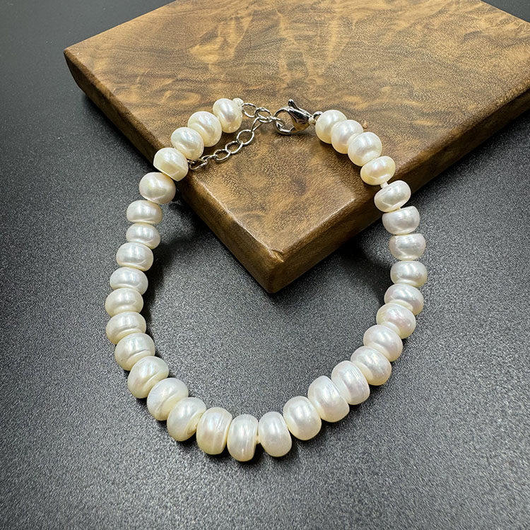 纯天然淡水扁圆暖强光珍珠手链带延长链手串手饰情侣礼物,珠宝/钻石/翡翠,手饰,淘宝优惠券,粉丝福利购,淘宝优惠卷