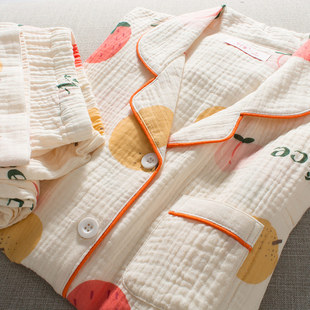 梦蜜月子服夏季薄款纯棉双层纱布产后透气吸汗春秋孕妇哺乳睡衣