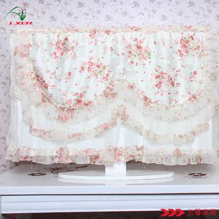 田园布艺蕾丝液晶电视机罩 挂式电视机罩 平板电视防尘罩双层包邮