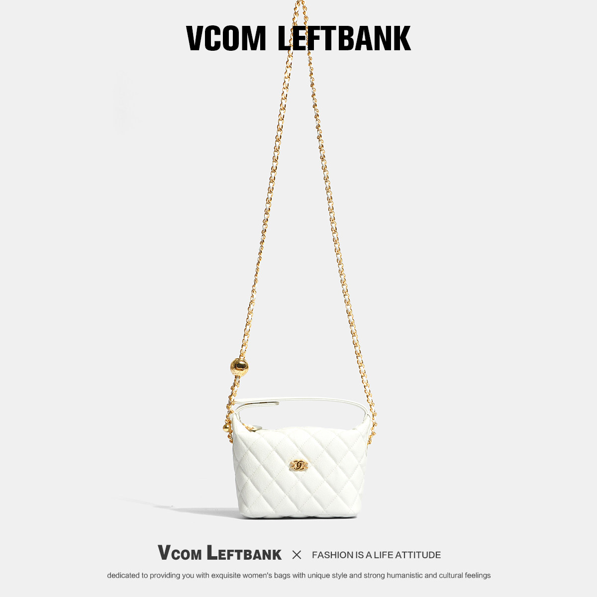 Vcom Leftbank小香风菱格链条包2025夏季新款mini百搭手提斜挎包