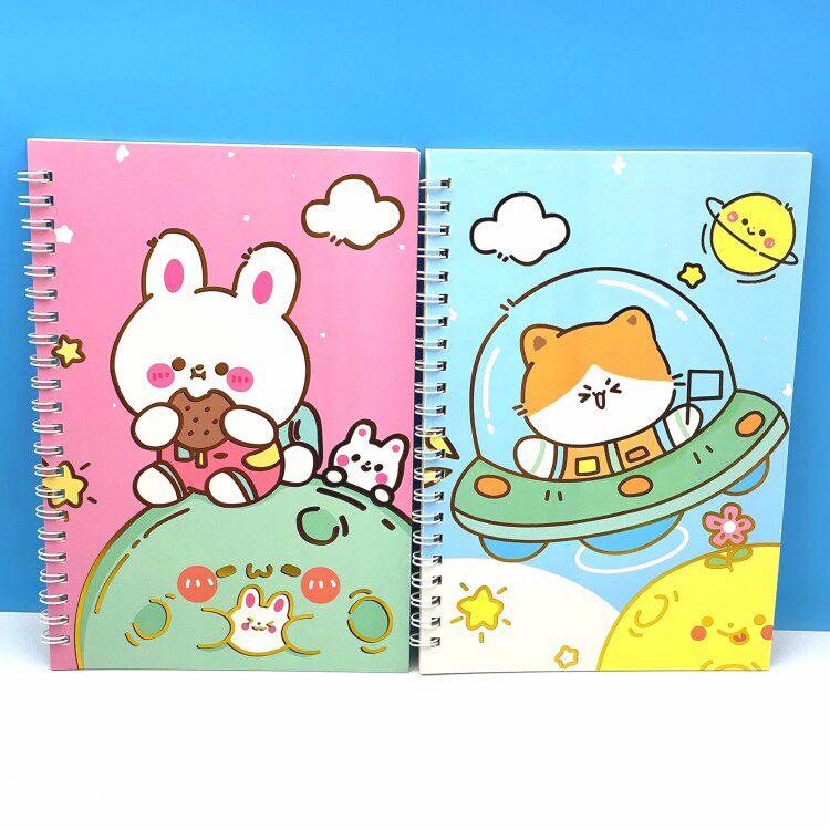 韩版学生笔记本子a5线圈本横线卡通日记本高颜值开学生本子礼品