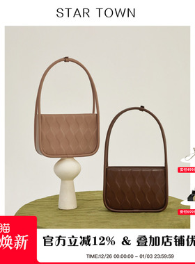 STARTOWN复古包包女2024新款单肩包腋下包大容量手提包小众包包