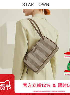 STARTOWN单肩包包女2024新款复古老花包时尚百搭法式腋下包包女