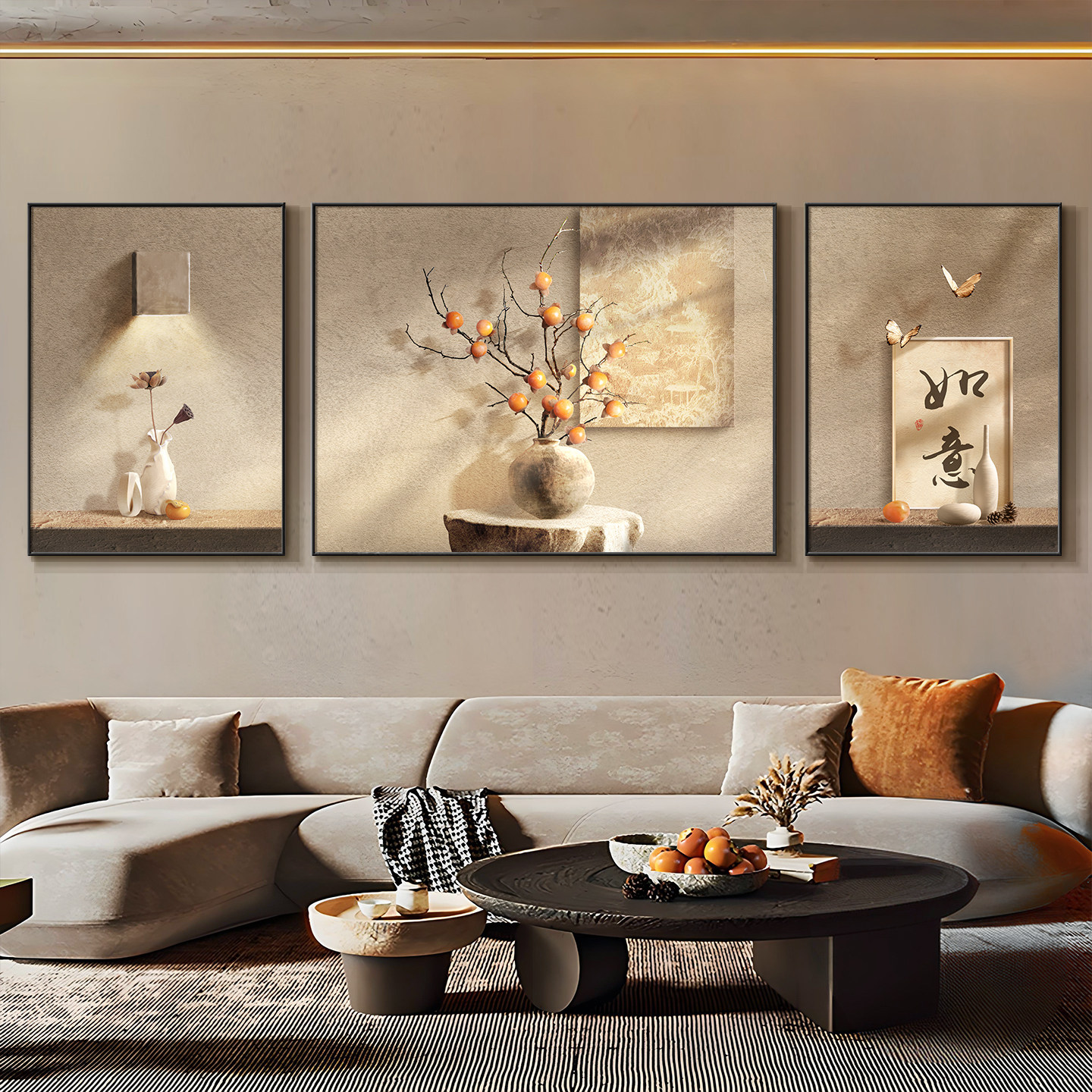 挂画客厅2026新款沙发背景墙装饰画轻奢高级感三联餐厅壁画挂画