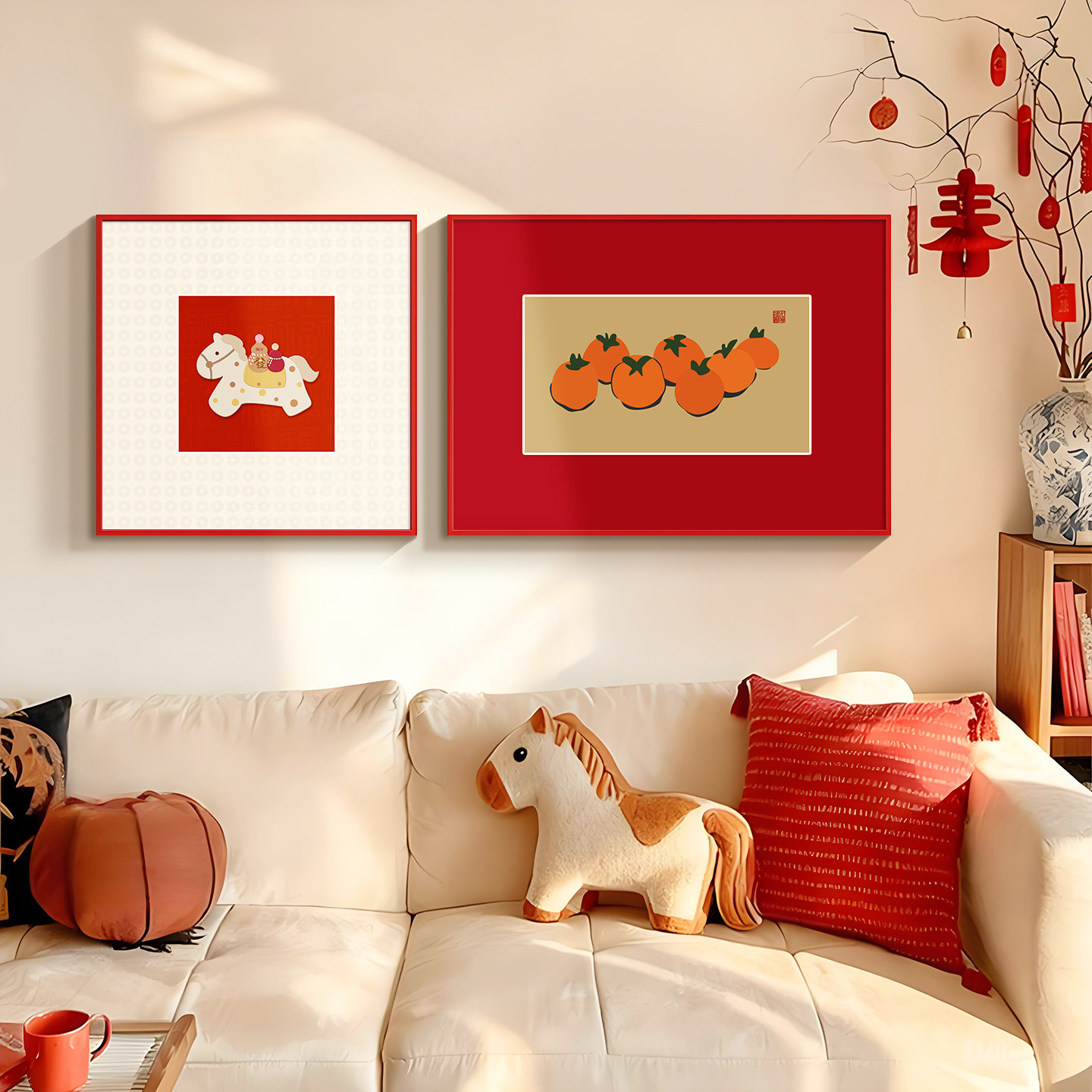 马年客厅装饰画2026新年喜庆餐厅壁画寓意好玄关挂画卧室床头画