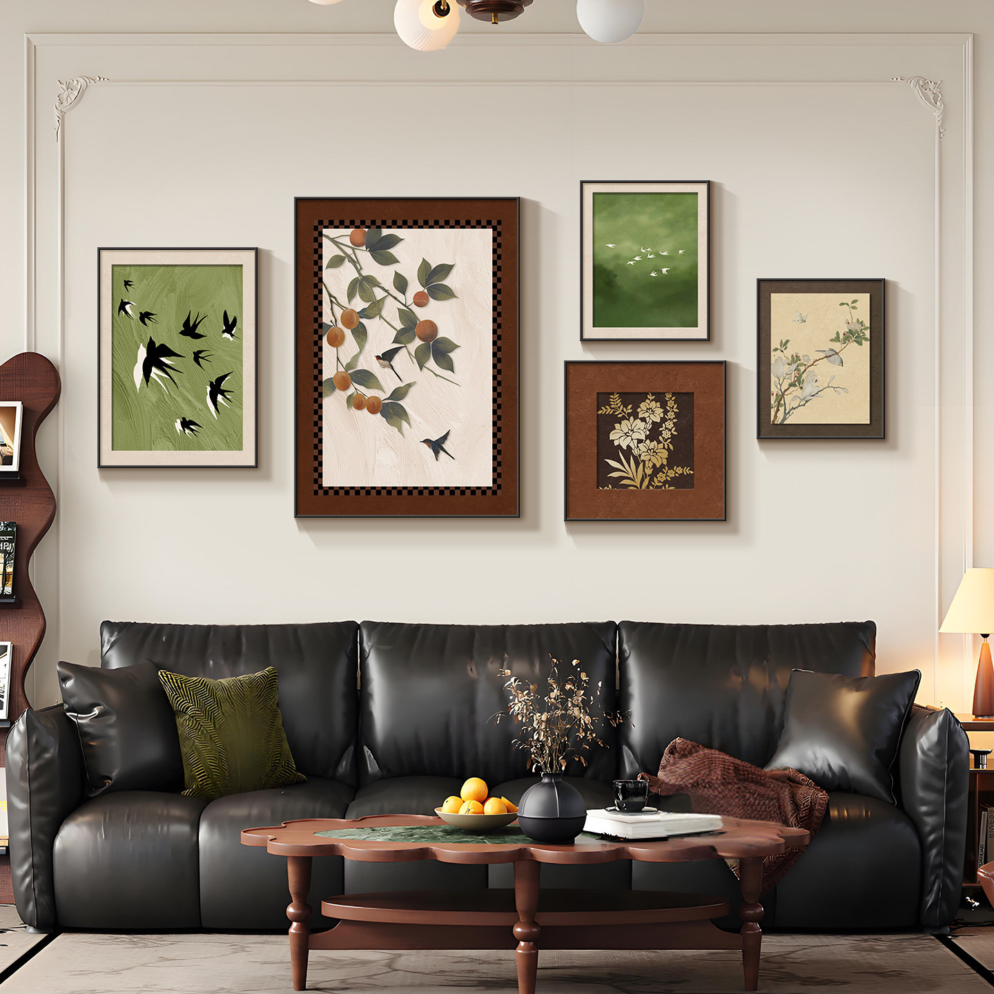 中古风客厅装饰画法式复古沙发背景墙挂画2026新款高级感组合壁画