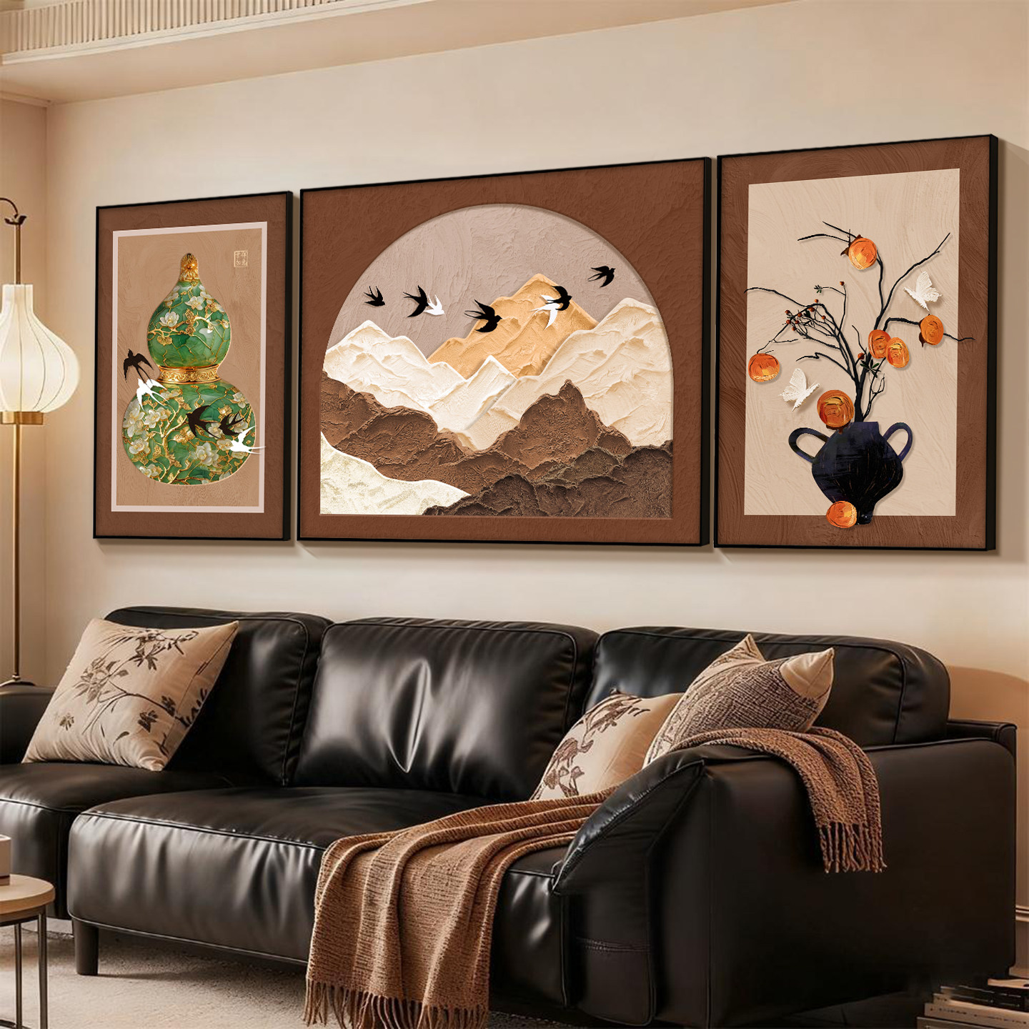 背有靠山壁画客厅挂画2026新款大气轻奢高级感沙发墙背景装饰画